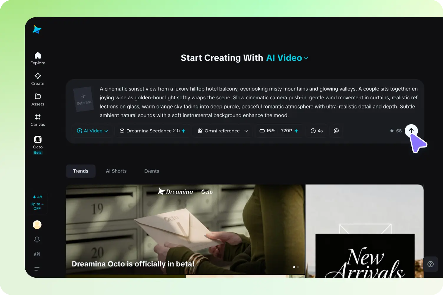 Open the video generator and write your prompt
